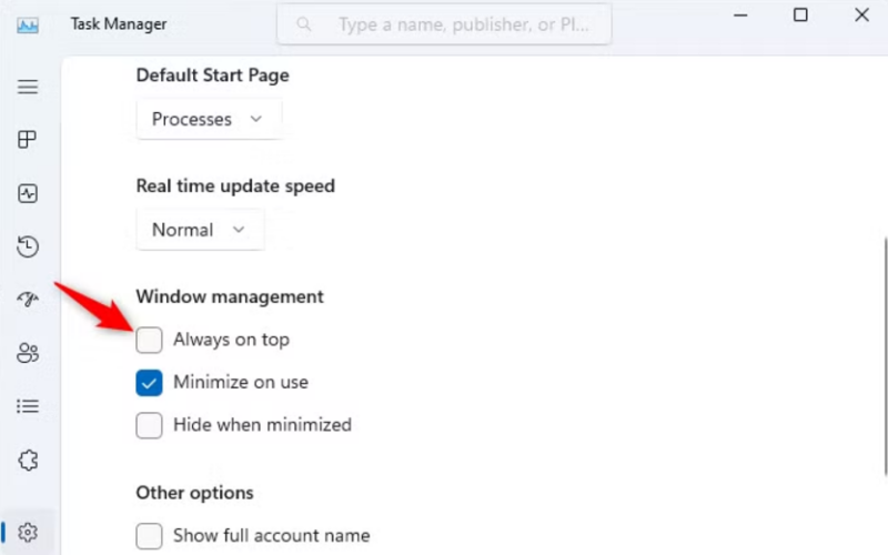 task manager always on top